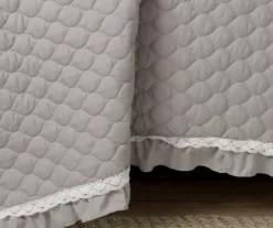 Ella Light Gray Ruffle & Lace-Trim Full/Queen 3-Piece Quilt Set -Northlight Sales Store 810596066 4