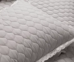 Ella Light Gray Ruffle & Lace-Trim Full/Queen 3-Piece Quilt Set -Northlight Sales Store 810596066 5