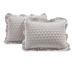 Ella Light Gray Ruffle & Lace-Trim Full/Queen 3-Piece Quilt Set -Northlight Sales Store 810596066 6