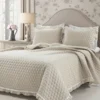 Ella Beige Ruffle & Lace-Trim Full/Queen 3-Piece Quilt Set 2 Ella Beige Ruffle & Lace-Trim Full/Queen 3-Piece Quilt Set -Northlight Sales Store 810596067