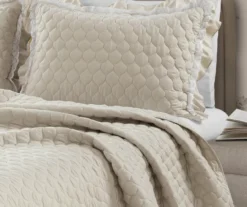 Ella Beige Ruffle & Lace-Trim Full/Queen 3-Piece Quilt Set -Northlight Sales Store 810596067 2