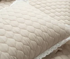 Ella Beige Ruffle & Lace-Trim Full/Queen 3-Piece Quilt Set -Northlight Sales Store 810596067 5