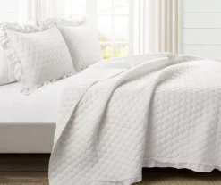 Ella White Ruffle & Lace-Trim Full/Queen 3-Piece Quilt Set -Northlight Sales Store 810596069 1