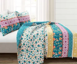Lush Decor Emily Turquoise & Orange Boho Stripe Reversible Quilt Set -Northlight Sales Store 810596072 1