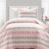 Sara Lily Pink & Gray Pattern Stripe Reversible Twin XL 2-Piece Quilt Set -Northlight Sales Store 810596075 7