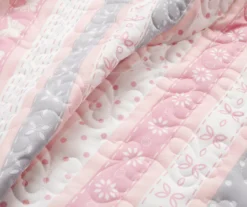 Lush Decor Sara Lily Pink & Gray Pattern Stripe Reversible Quilt Set 25 Lush Decor Sara Lily Pink & Gray Pattern Stripe Reversible Quilt Set -Northlight Sales Store 810596076 2