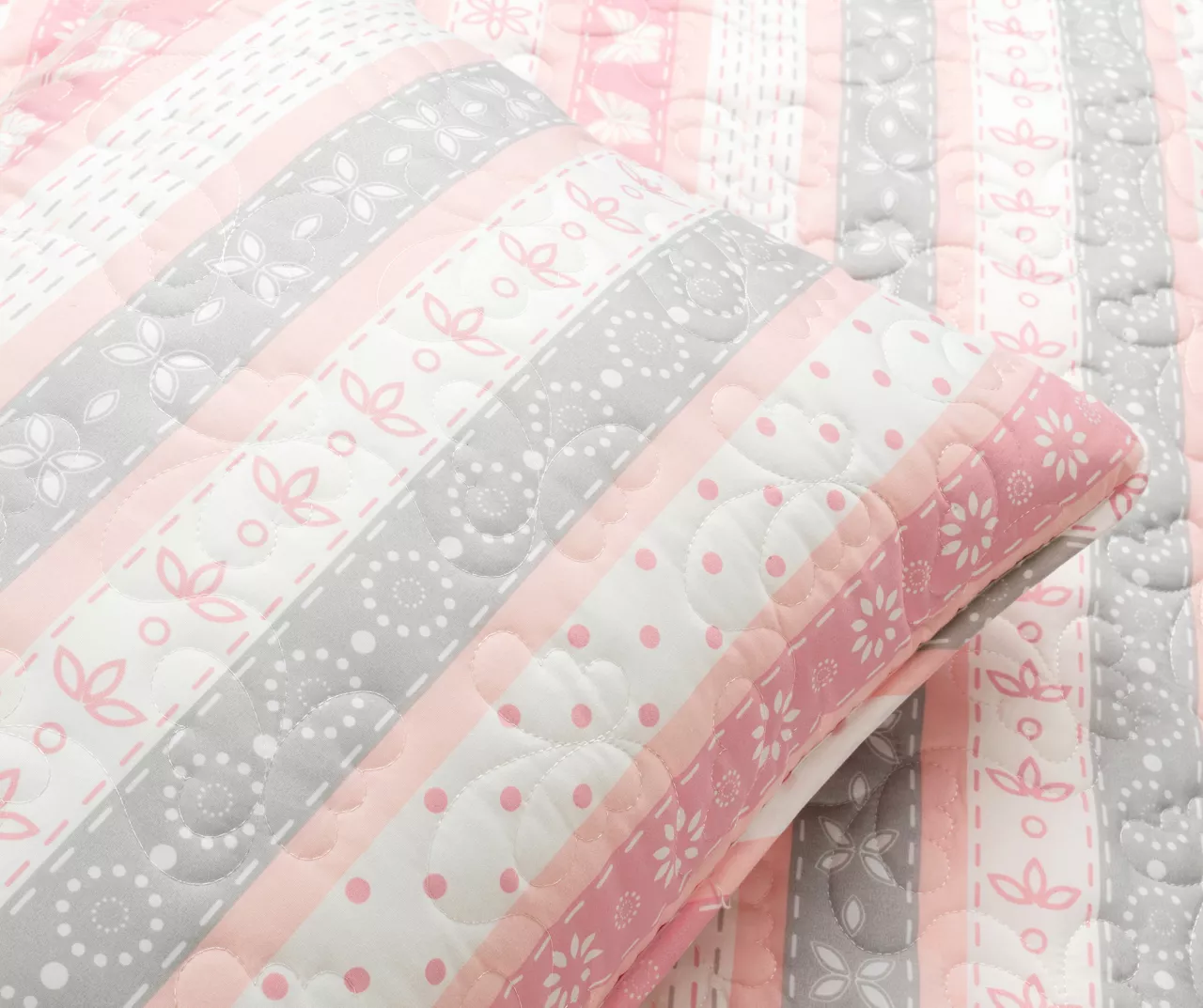 Lush Decor Sara Lily Pink & Gray Pattern Stripe Reversible Quilt Set 14 Lush Decor Sara Lily Pink & Gray Pattern Stripe Reversible Quilt Set - Image 12
