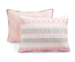 Sara Lily Pink & Gray Pattern Stripe Reversible Full/Queen 3-Piece Quilt Set -Northlight Sales Store 810596076 6 1