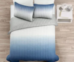 Navy & Gray Crinkle Ombre Full/Queen 3-Piece Quilt Set -Northlight Sales Store 810596079 1