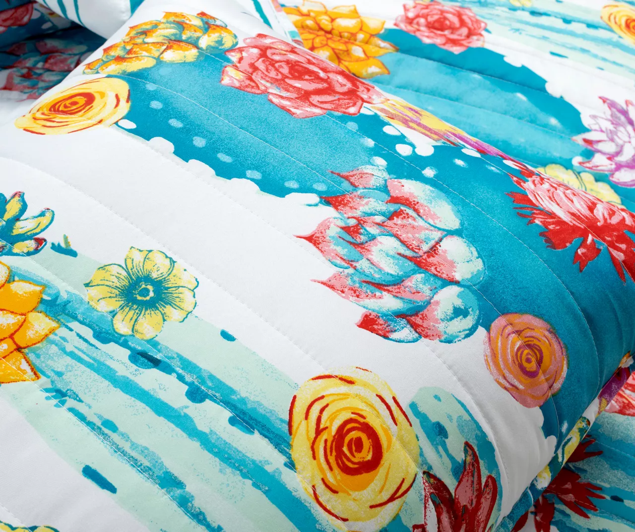 Lush Decor Turquoise & Orange Southwest Cactus Reversible Quilt Set 7 Lush Decor Turquoise & Orange Southwest Cactus Reversible Quilt Set - Image 5