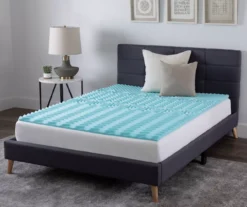 Real Living Blue 1.5" Memory Foam Mattress Topper -Northlight Sales Store 810596665 810596666 810596667 810596668 A1 5