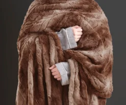 Marselle Stripe Faux Fur Heated Throw, (50" X 70") -Northlight Sales Store 810598131 3