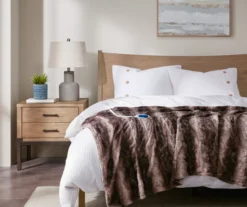 Marselle Stripe Faux Fur Heated Throw, (50" X 70") -Northlight Sales Store 810598132 1