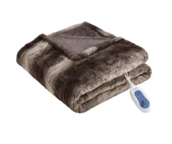 Marselle Stripe Faux Fur Heated Throw, (50" X 70") -Northlight Sales Store 810598132 4