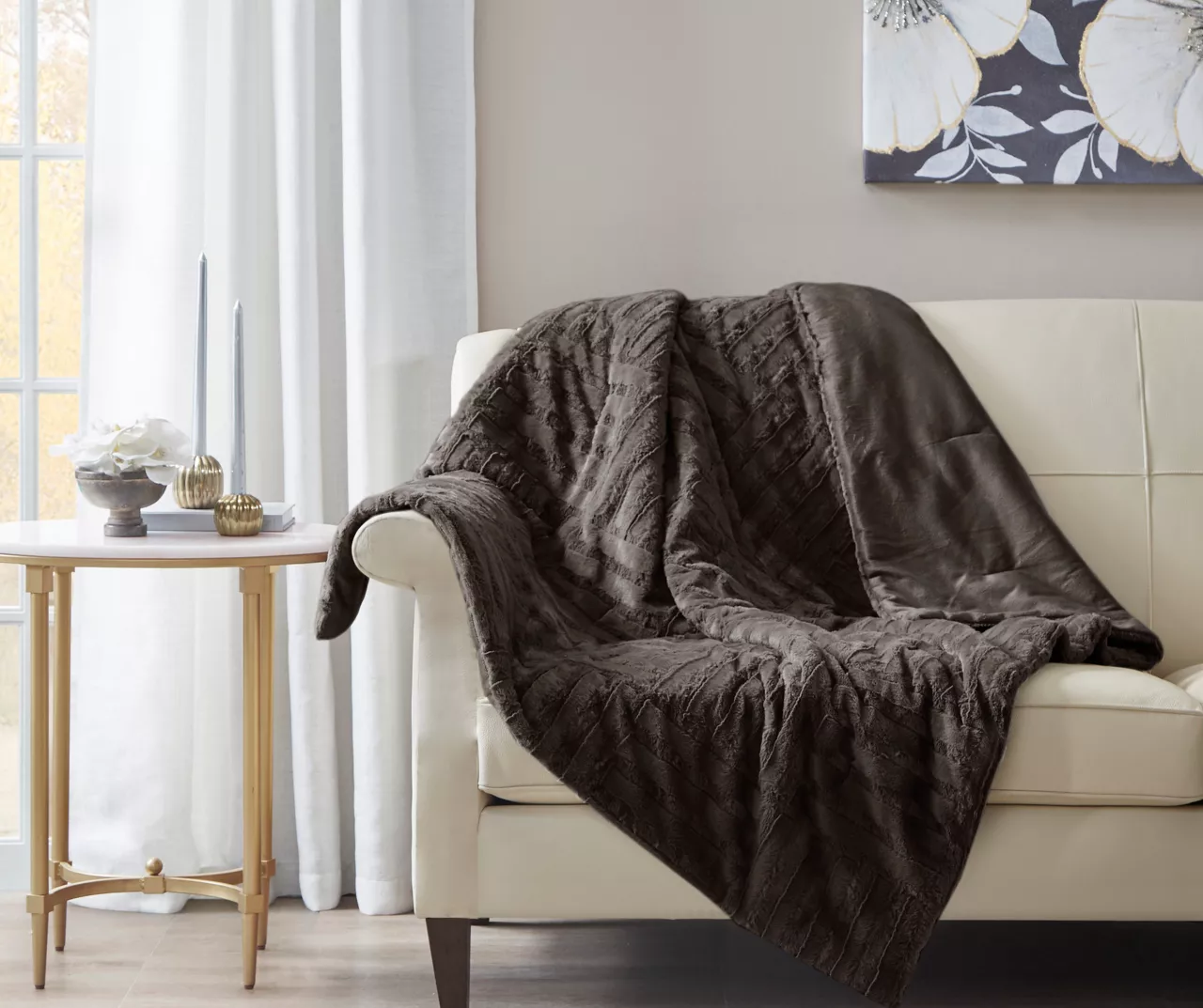 Polar Patchwork Stripe Plush Throw, (50" X 60") 3 Polar Patchwork Stripe Plush Throw, (50" X 60")