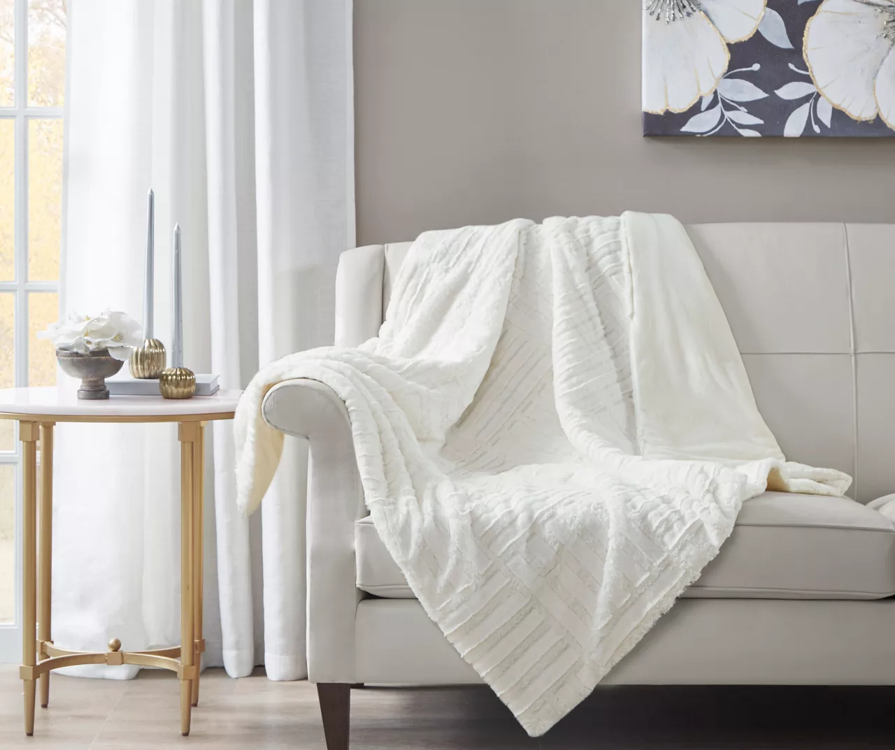 Polar Patchwork Stripe Plush Throw, (50" X 60") 5 Polar Patchwork Stripe Plush Throw, (50" X 60") - Image 3