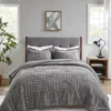 Polar Gray Patchwork Stripe Faux Fur Twin 2-Piece Comforter Set -Northlight Sales Store 810598144 810598145 810598146 1
