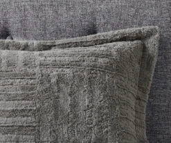 Polar Gray Patchwork Stripe Faux Fur Twin 2-Piece Comforter Set -Northlight Sales Store 810598144 810598145 810598146 4