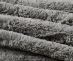 Polar Gray Patchwork Stripe Faux Fur Full/Queen 3-Piece Comforter Set -Northlight Sales Store 810598144 810598145 810598146 5 1