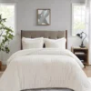 Polar Ivory Patchwork Stripe Faux Fur King/California King 3-Piece Comforter Set -Northlight Sales Store 810598147 810598148 810598149 1