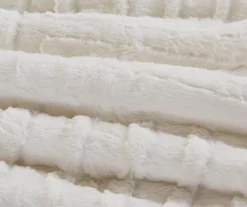 Polar Ivory Patchwork Stripe Faux Fur King/California King 3-Piece Comforter Set -Northlight Sales Store 810598147 810598148 810598149 5