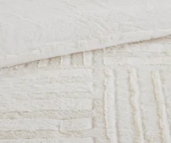 Polar Ivory Patchwork Stripe Faux Fur King/California King 3-Piece Comforter Set -Northlight Sales Store 810598147 810598148 810598149 6