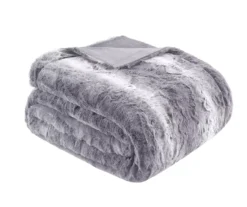 Marselle Stripe Faux Fur Bed Throw, (80" X 96") -Northlight Sales Store 810598166 2