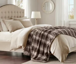 Marselle Stripe Faux Fur Bed Throw, (80" X 96") -Northlight Sales Store 810598167 1