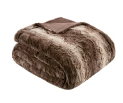Marselle Stripe Faux Fur Bed Throw, (80" X 96") -Northlight Sales Store 810598167 2