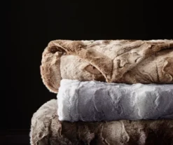 Marselle Stripe Faux Fur Bed Throw, (80" X 96") -Northlight Sales Store 810598167 3