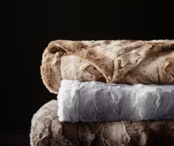 Marselle Stripe Faux Fur Bed Throw, (80" X 96") -Northlight Sales Store 810598168 3