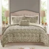 Marselle Brown & Black Leopard Print Faux Fur King 4-Piece Comforter Set -Northlight Sales Store 810598172 810598173 1