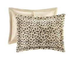 Marselle Brown & Black Leopard Print Faux Fur King 4-Piece Comforter Set -Northlight Sales Store 810598172 810598173 3