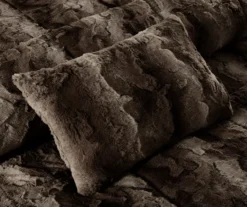 Marselle Brown Stripe Faux Fur Full/Queen 4-Piece Comforter Set -Northlight Sales Store 810598182 810598183 3