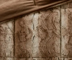 Marselle Brown & Tan Stripe Faux Fur Full/Queen 4-Piece Comforter Set -Northlight Sales Store 810598184 810598185 4