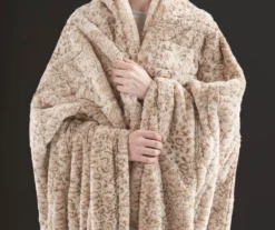 Marselle Leopard Print Faux Fur Heated Throw, (50" X 70") -Northlight Sales Store 810598186 3