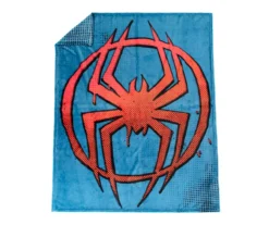 Spider-Man Bkue Miles Morales Logo Fleece Throw, (46" X 60")