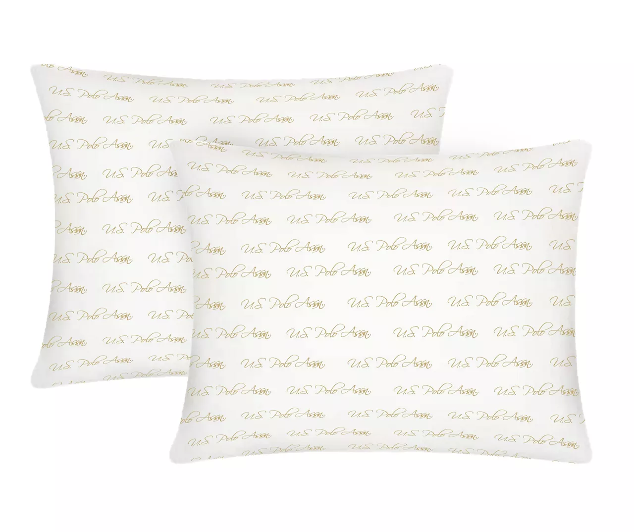 "U.S. Polo" Gold & White Script Pillows, 2-Pack 3 "U.S. Polo" Gold & White Script Pillows, 2-Pack