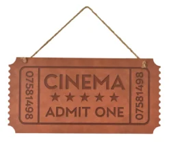 "Cinema" Brown Ticket-Shaped Wall Plaque
