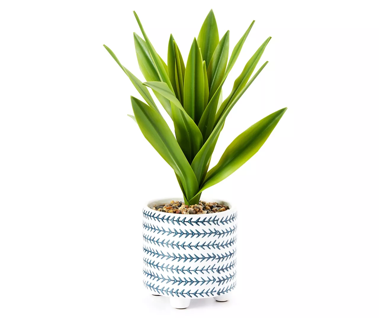 Bohemian Farmhouse Green Artificial Plant With White Patterned Pot 3 Bohemian Farmhouse Green Artificial Plant With White Patterned Pot