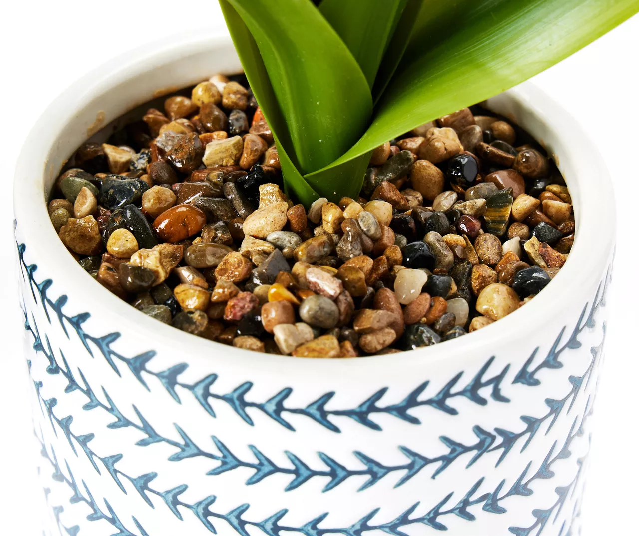 Bohemian Farmhouse Green Artificial Plant With White Patterned Pot 4 Bohemian Farmhouse Green Artificial Plant With White Patterned Pot - Image 2