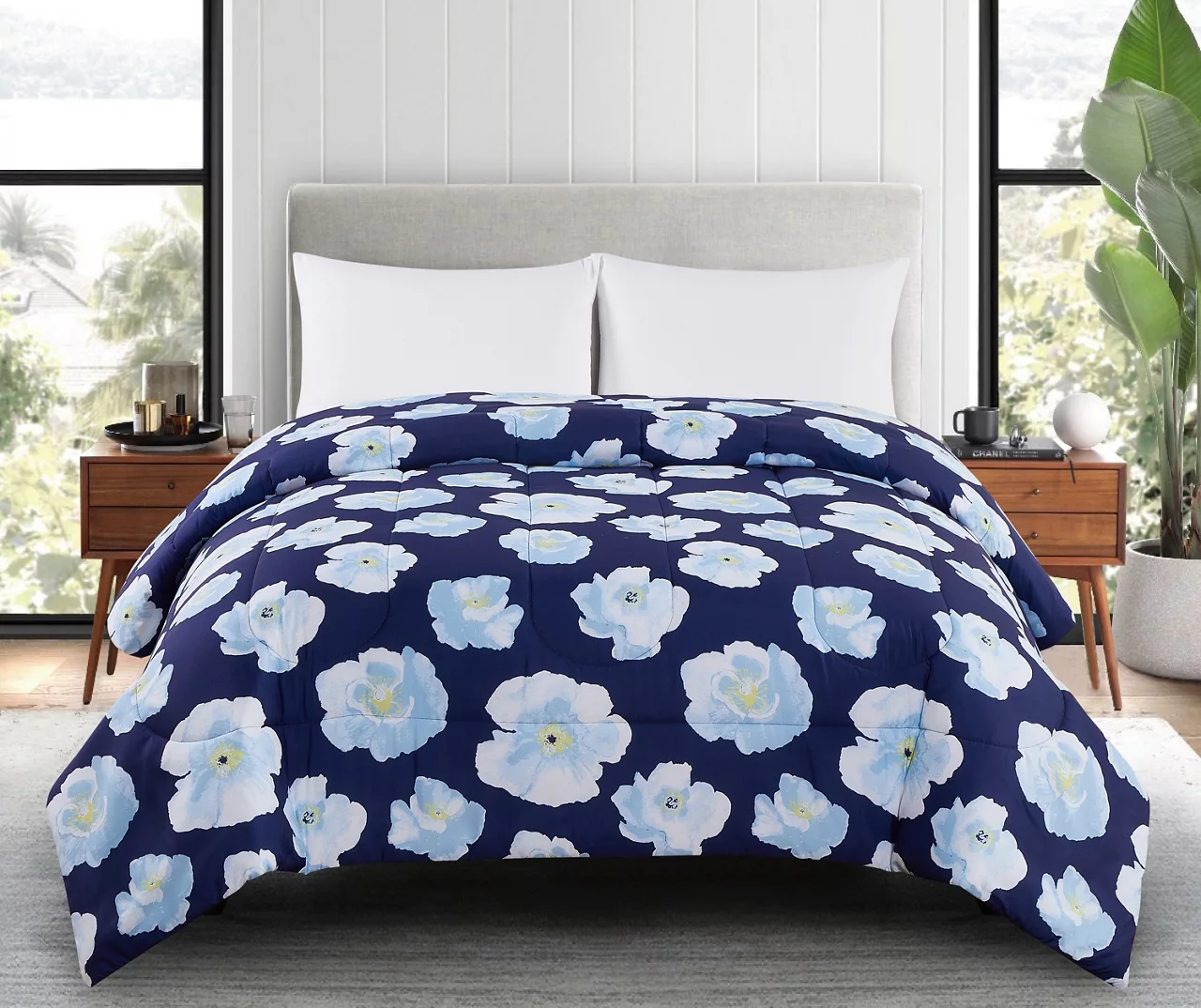 Navy & Blue Poppy Full/Queen Comforter 3 Navy & Blue Poppy Full/Queen Comforter
