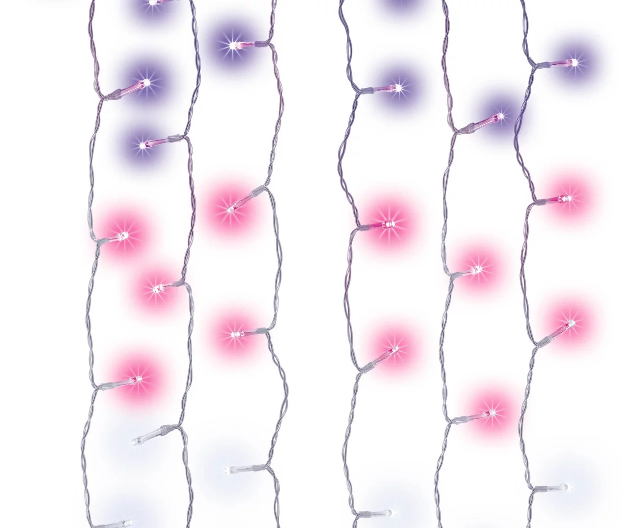 Cool White, Pink & Purple Ombre LED 7-Strand Ceiling Curtain Lights 3 Cool White, Pink & Purple Ombre LED 7-Strand Ceiling Curtain Lights