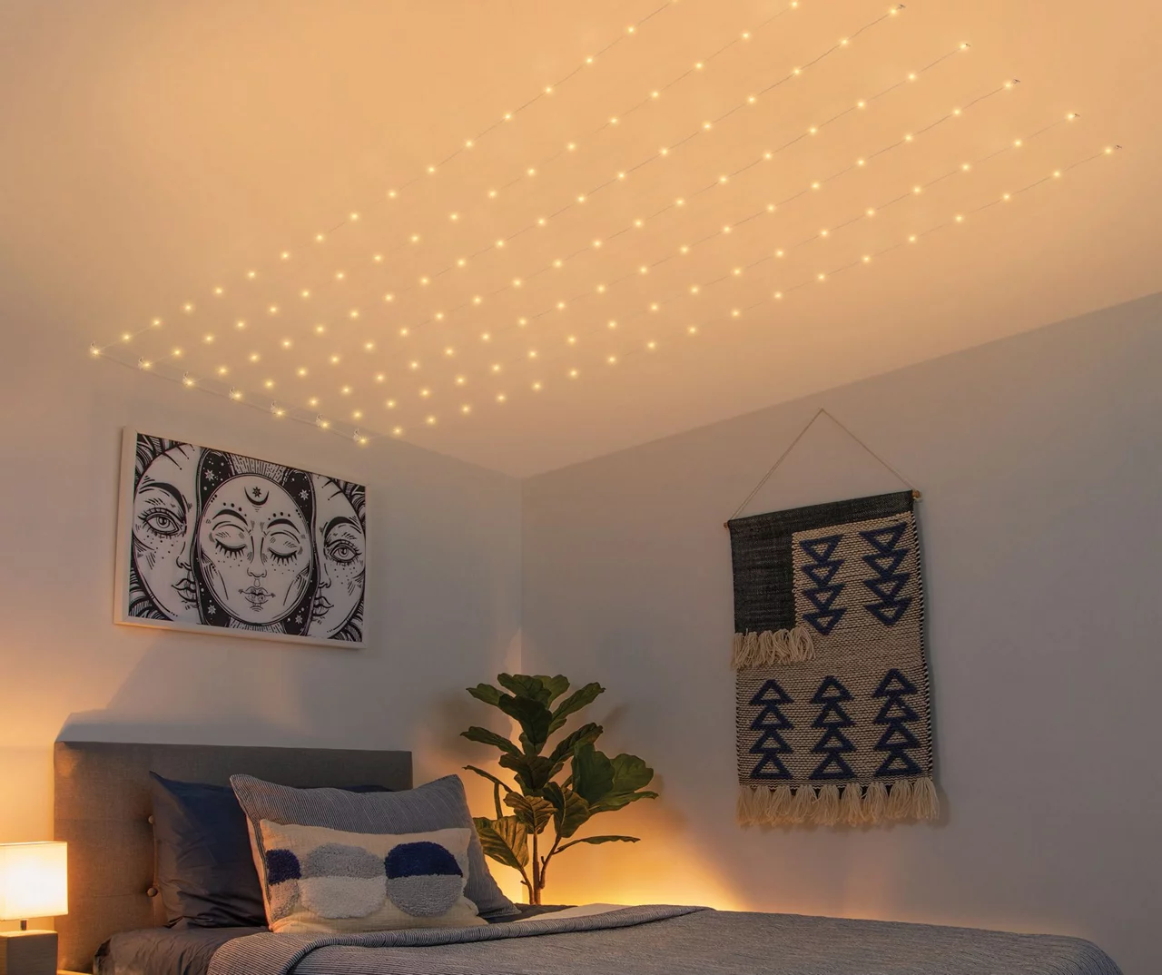 Cool White, Pink & Purple Ombre LED 7-Strand Ceiling Curtain Lights 4 Cool White, Pink & Purple Ombre LED 7-Strand Ceiling Curtain Lights - Image 2