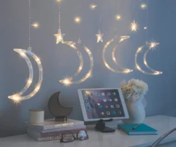 Warm White Large Moon & Stars 7-Strand LED Curtain Lights -Northlight Sales Store 810603461 B0 2