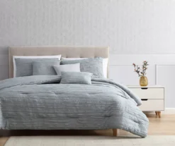Birch Sage Gray Crinkle Texture King 6-Piece Comforter Set