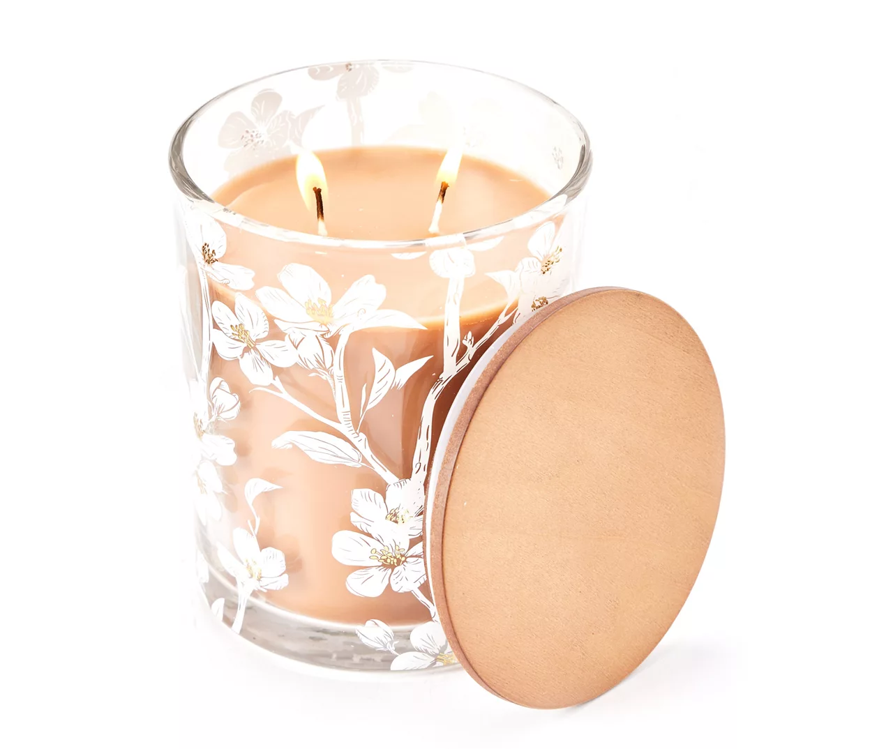 Sandalwood Fig 2-Wick Floral Glass Candle, 16 Oz. 4 Sandalwood Fig 2-Wick Floral Glass Candle, 16 Oz. - Image 2