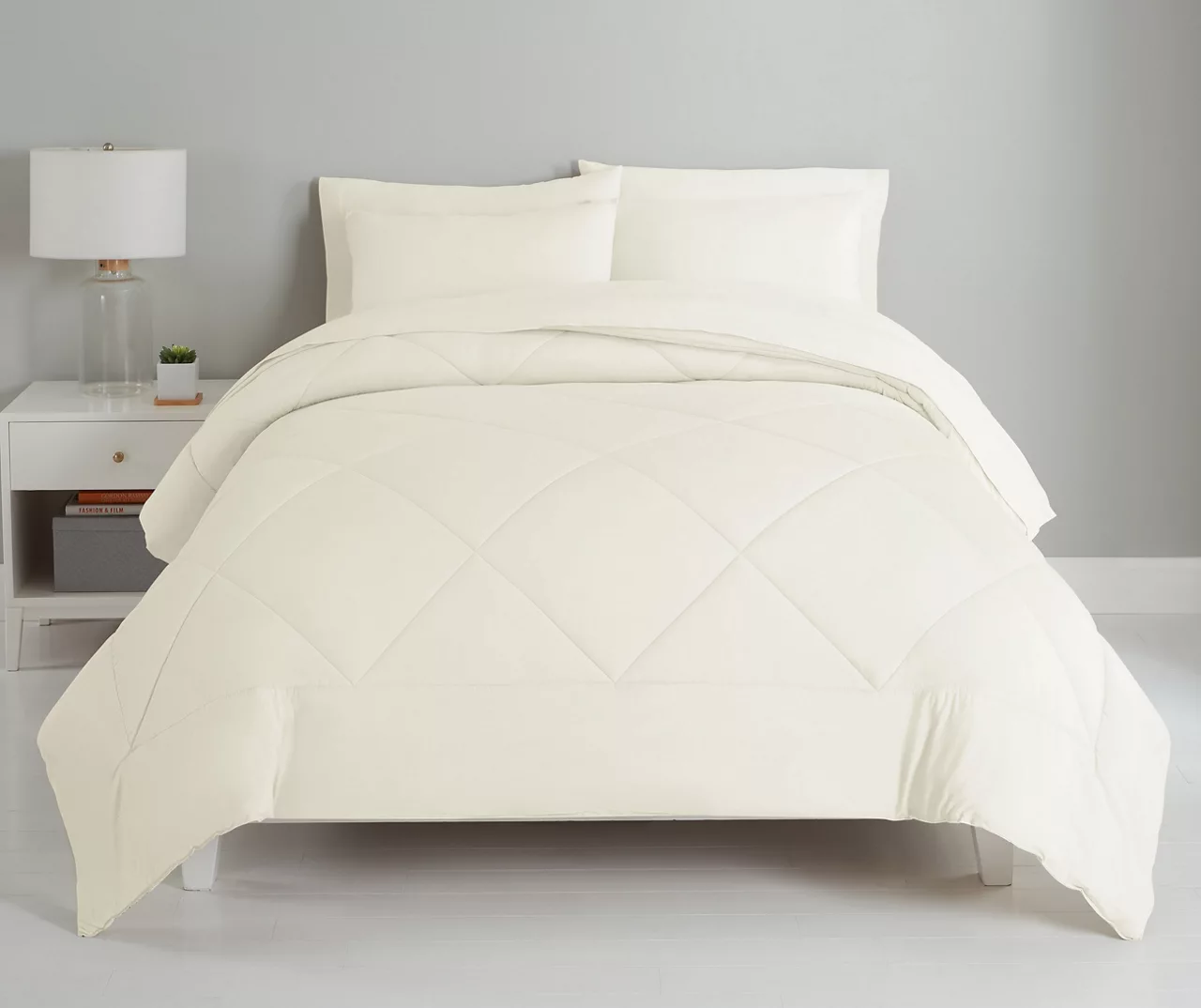 Egret Diamond-Quilted Twin 5-Piece Comforter Set 3 Egret Diamond-Quilted Twin 5-Piece Comforter Set