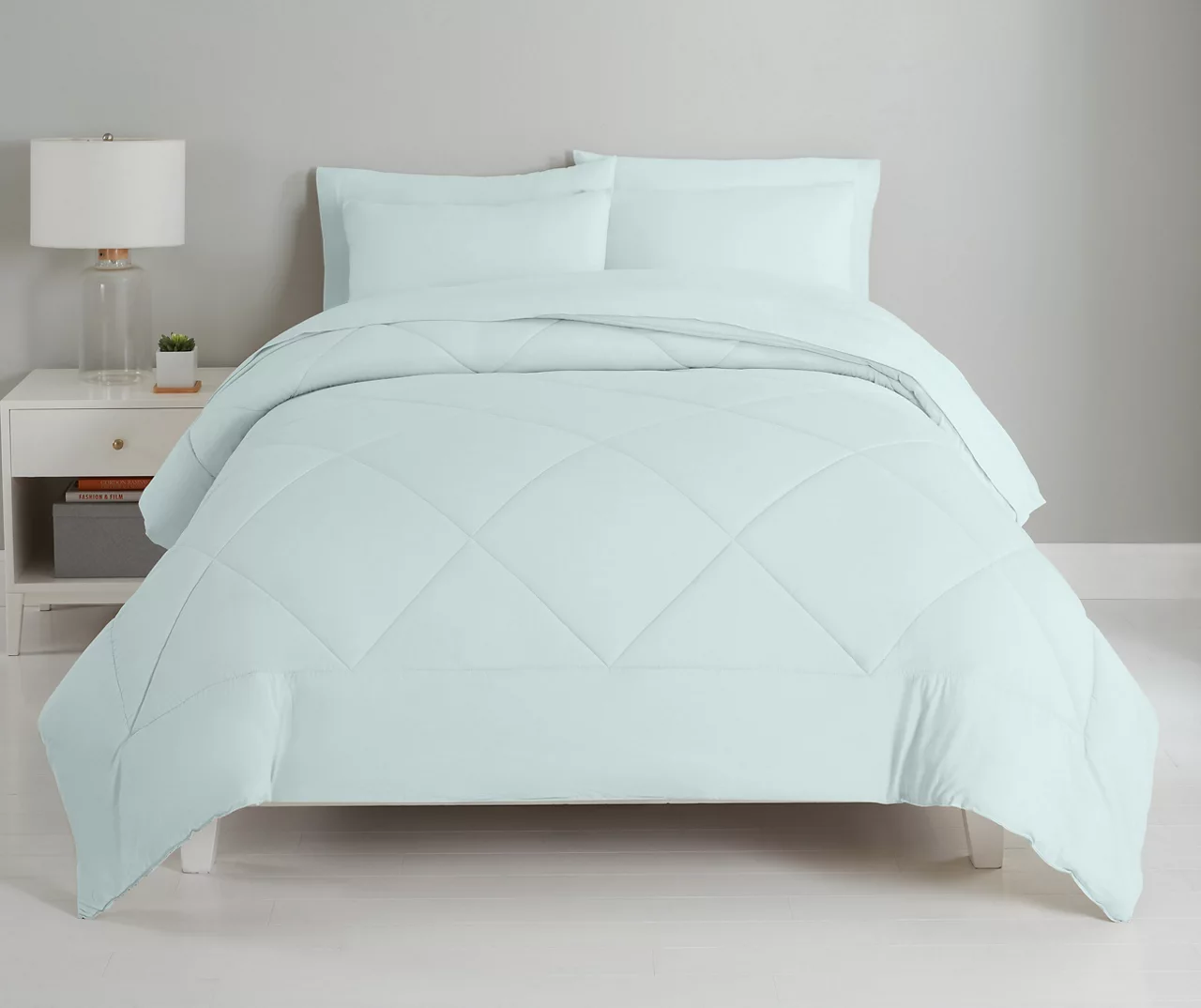 Whispering Blue Diamond-Quilted California King 7-Piece Comforter Set 3 Whispering Blue Diamond-Quilted California King 7-Piece Comforter Set