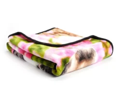 White, Black & Pink Frenchie Puppy Raschel Throw, (50" X 60") -Northlight Sales Store 810608601 A8 2